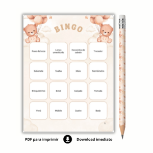 Bingo Chá De Bebê Para Baixar - URSO MARROM