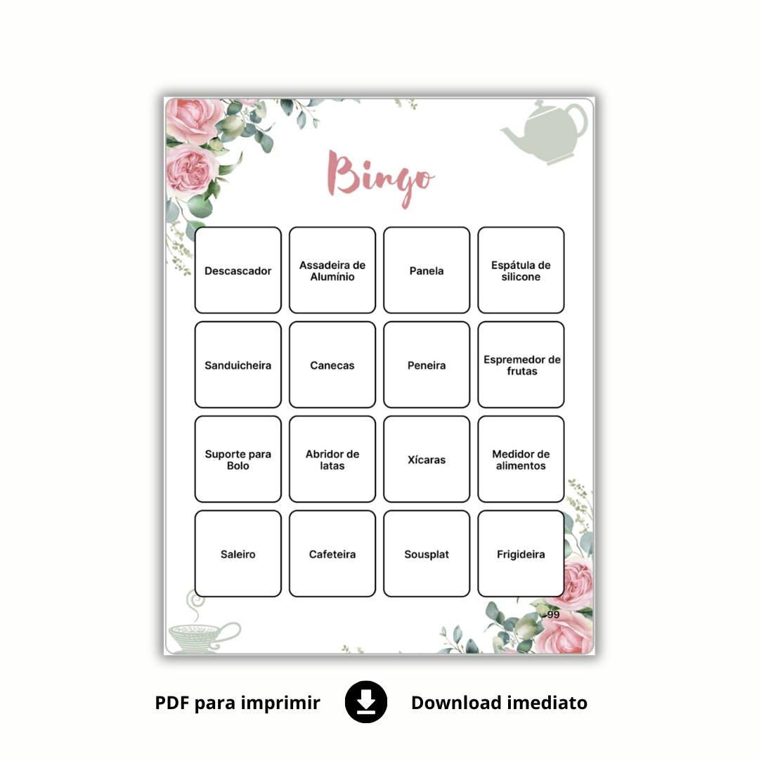 Bingo Chá De Panela / Chá de Cozinha Para Baixar - (FLORES)