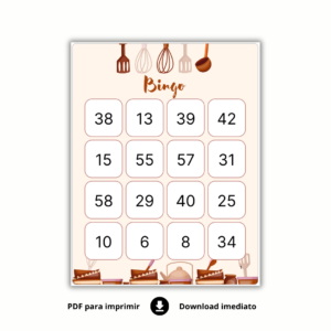 Bingo chá de panela (números) - 120 cartelas
