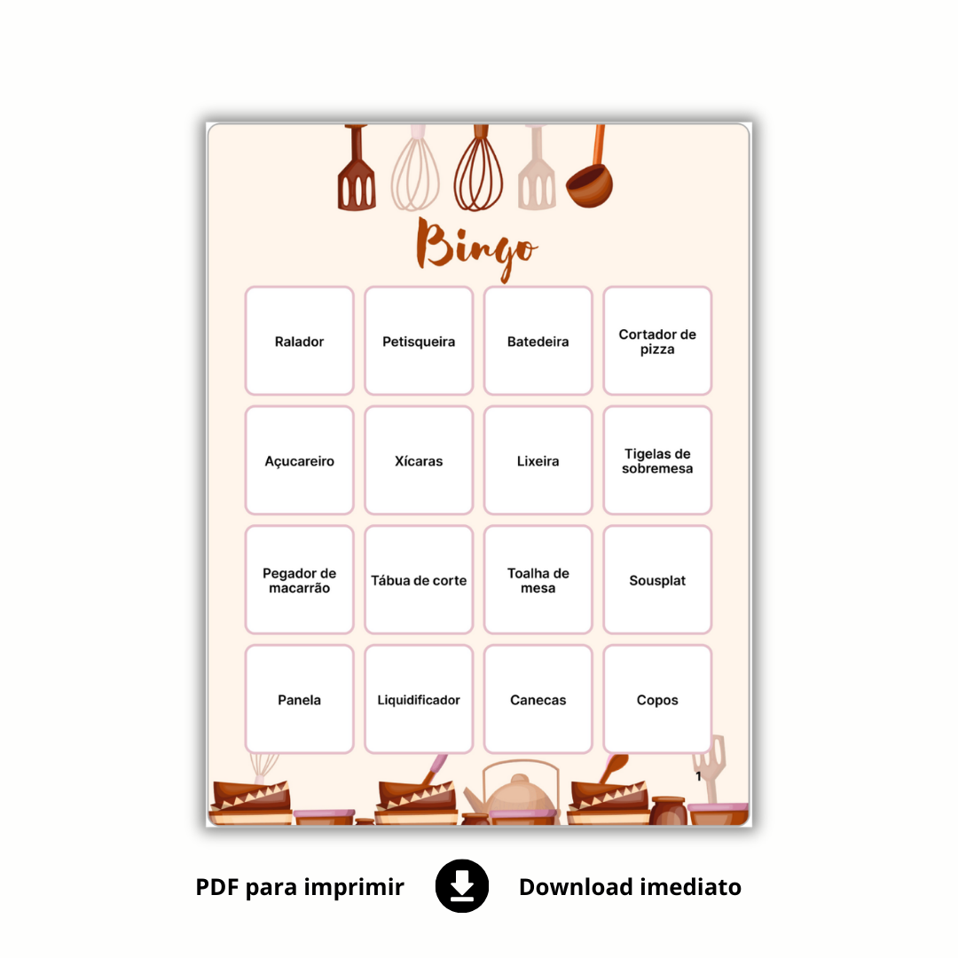 Bingo Chá De Panela / Chá de Cozinha Para Baixar - (ITENS)