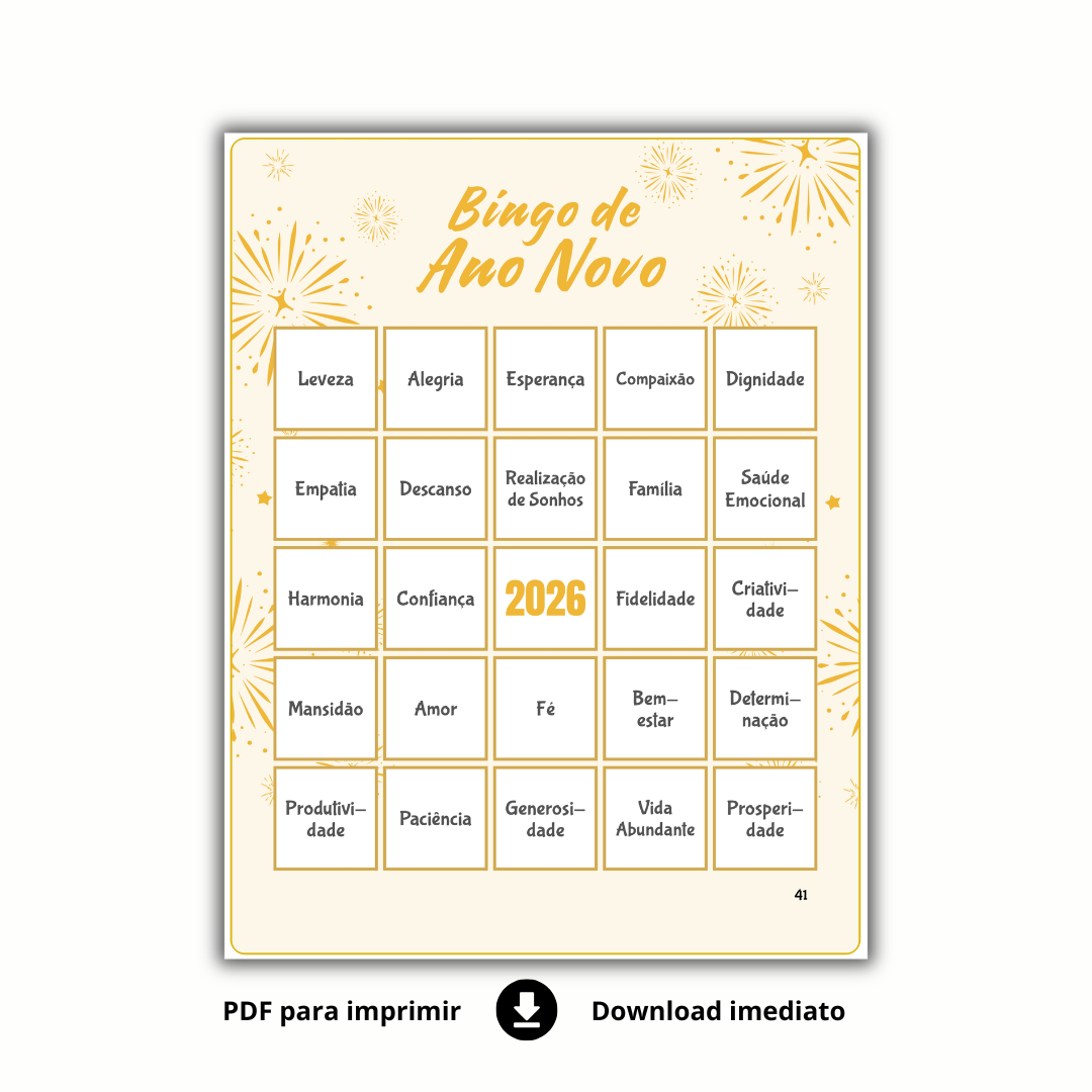 Bingo de Ano Novo - Palavras