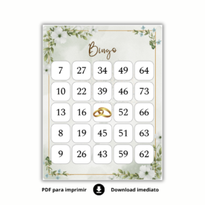 Bingo de Casamento - FLORES BRANCAS - 150 cartelas