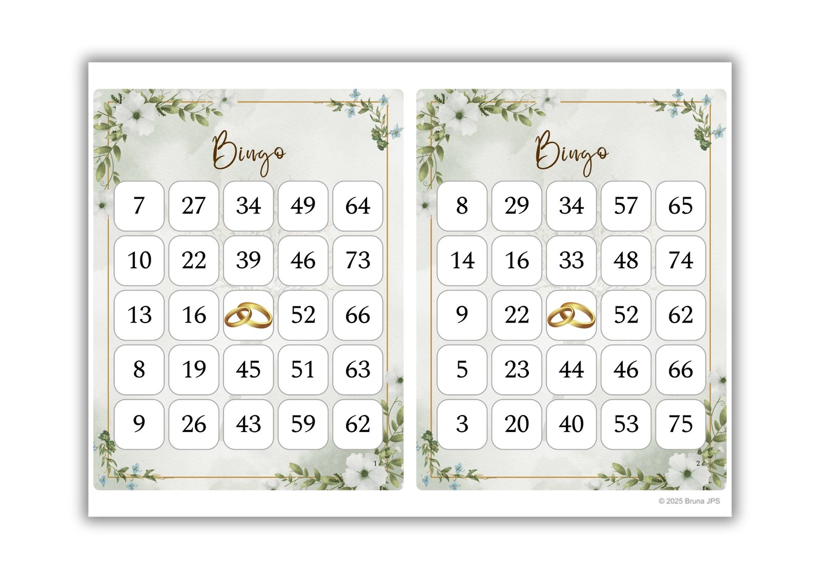 Bingo de Casamento - FLORES BRANCAS - 150 cartelas 2 Bingo de Casamento - FLORES BRANCAS - 150 cartelas - Imagem 2