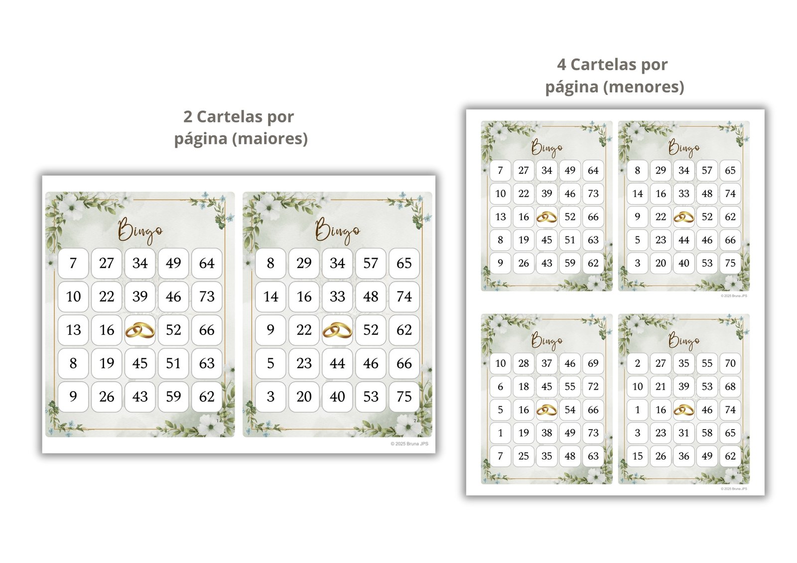 Bingo de Casamento - FLORES BRANCAS - 150 cartelas 3 Bingo de Casamento - FLORES BRANCAS - 150 cartelas - Imagem 3