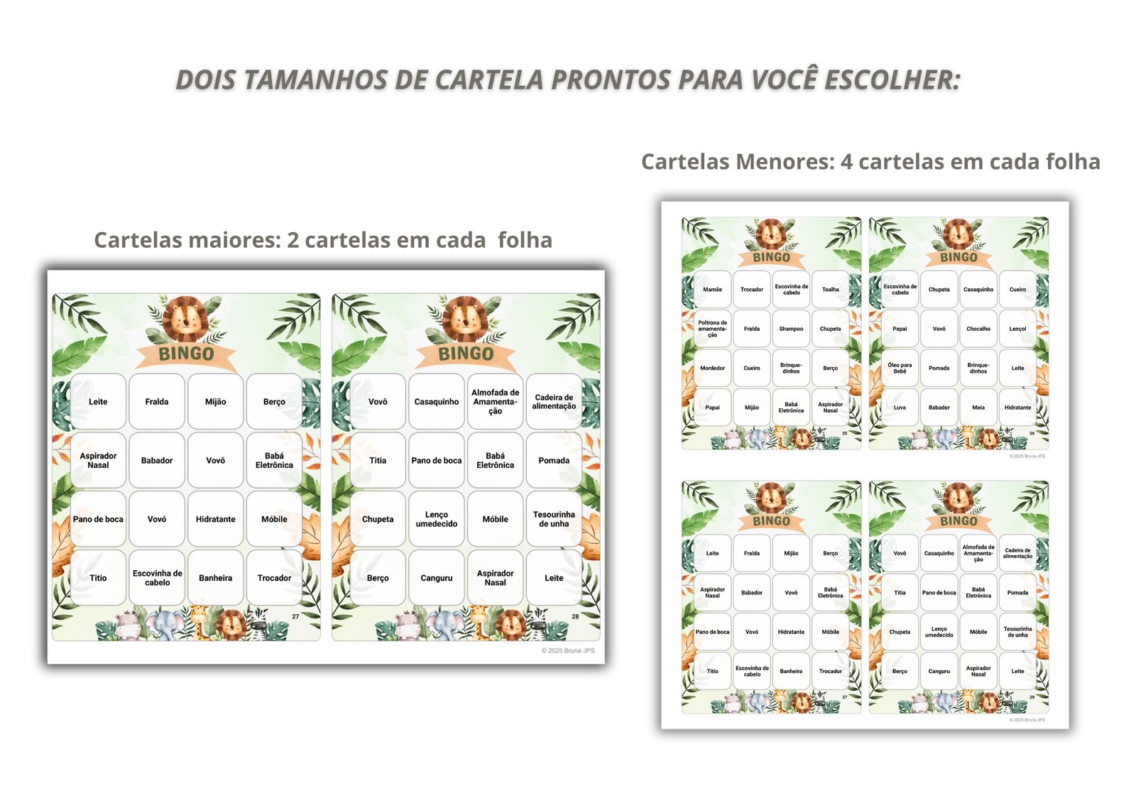 Bingo Chá De Bebê Para Baixar - SAFARI PADRÃO 3 Bingo Chá De Bebê Para Baixar - SAFARI PADRÃO - Imagem 3