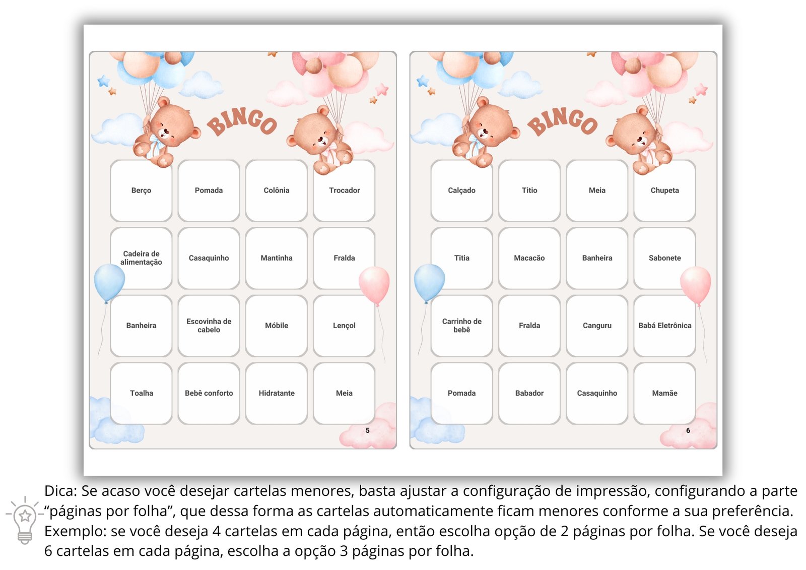Bingo Chá De Revelação Para Baixar - URSO AZUL E ROSA 2 Bingo Chá De Revelação Para Baixar - URSO AZUL E ROSA - Imagem 2
