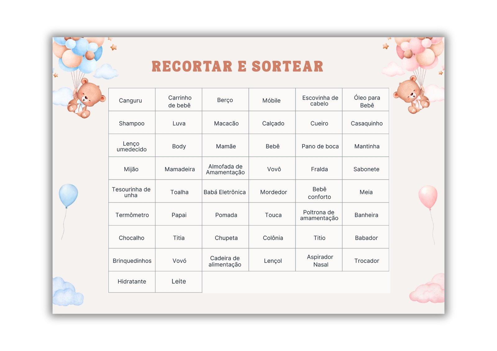 Bingo Chá De Revelação Para Baixar - URSO AZUL E ROSA 3 Bingo Chá De Revelação Para Baixar - URSO AZUL E ROSA - Imagem 3