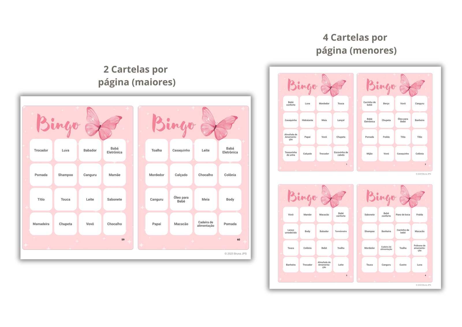 Bingo Chá De Bebê menina Para Baixar - BORBOLETA ROSA GRANDE 3 Bingo Chá De Bebê menina Para Baixar - BORBOLETA ROSA GRANDE - Imagem 3