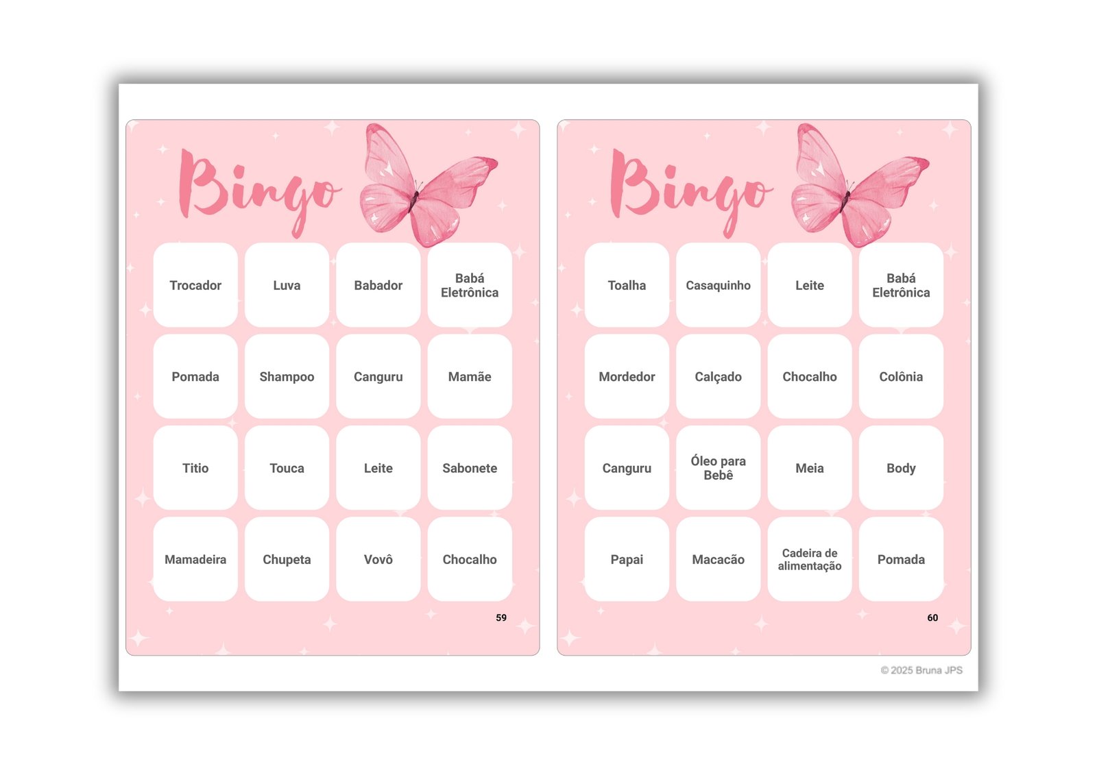 Bingo Chá De Bebê menina Para Baixar - BORBOLETA ROSA GRANDE 2 Bingo Chá De Bebê menina Para Baixar - BORBOLETA ROSA GRANDE - Imagem 2