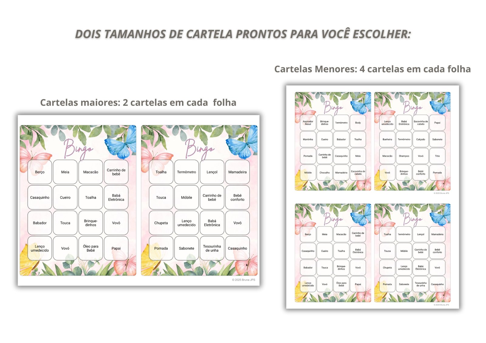 Bingo Chá De Bebê menina Para Baixar - BORBOLETA PADRÃO 3 Bingo Chá De Bebê menina Para Baixar - BORBOLETA PADRÃO - Imagem 3
