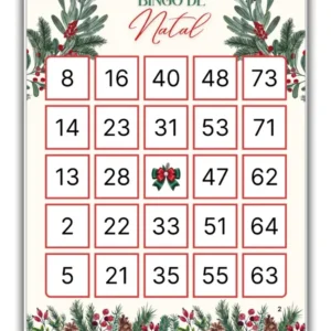 Bingo de Natal de Números - 100 cartelas