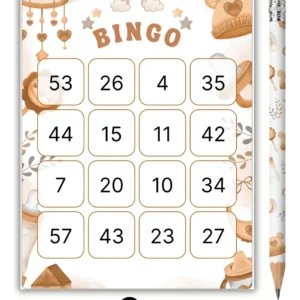 Bingo Chá de Bebê de Números Para Baixar - ITENS MARROM - 120 cartelas